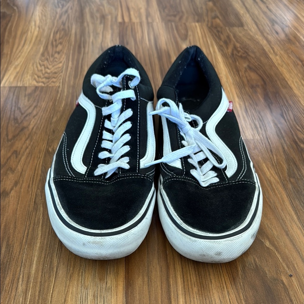 Vans Black and White Classic Sneakers with Signature Stripe